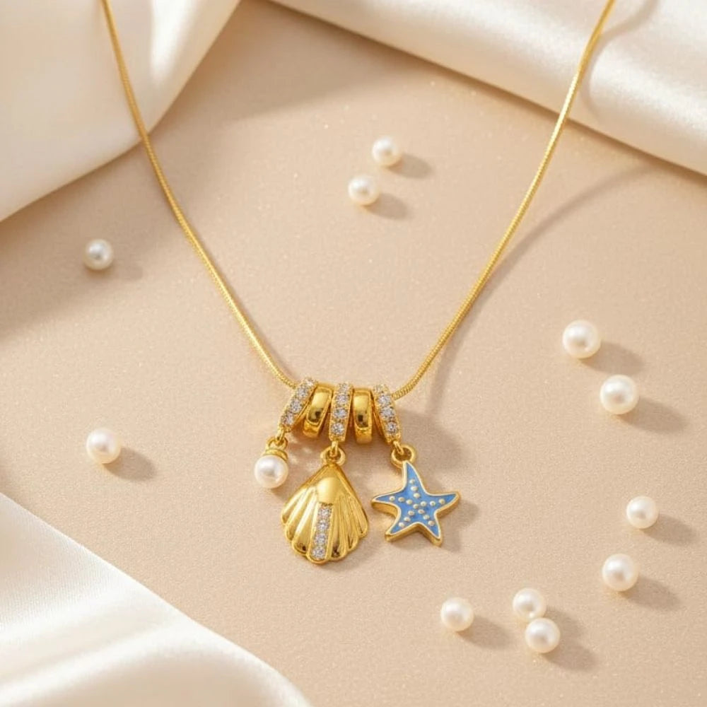 Ocean Charm Necklace – 18K Gold Plated