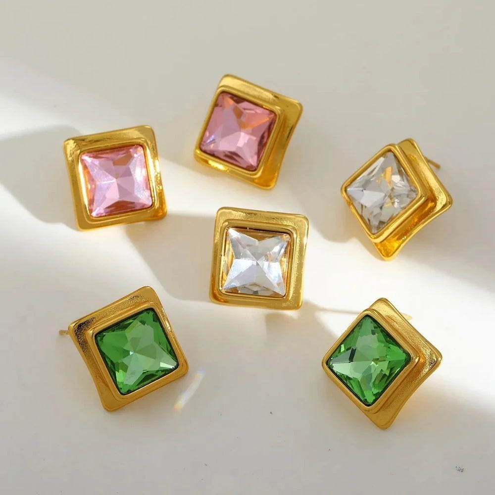 Prisma Gem Studs – 18K Gold Plated