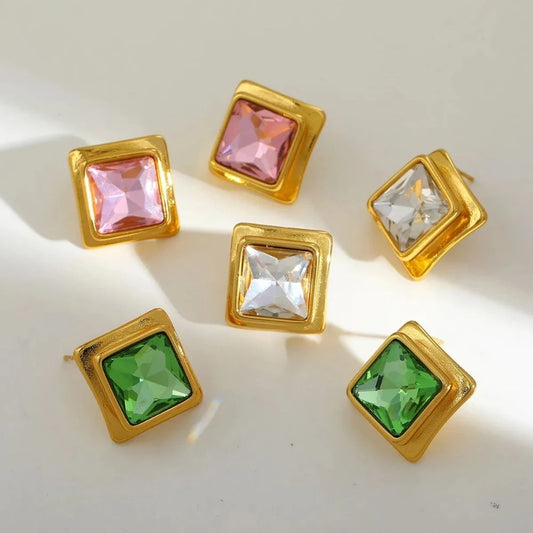 Prisma Gem Studs – 18K Gold Plated
