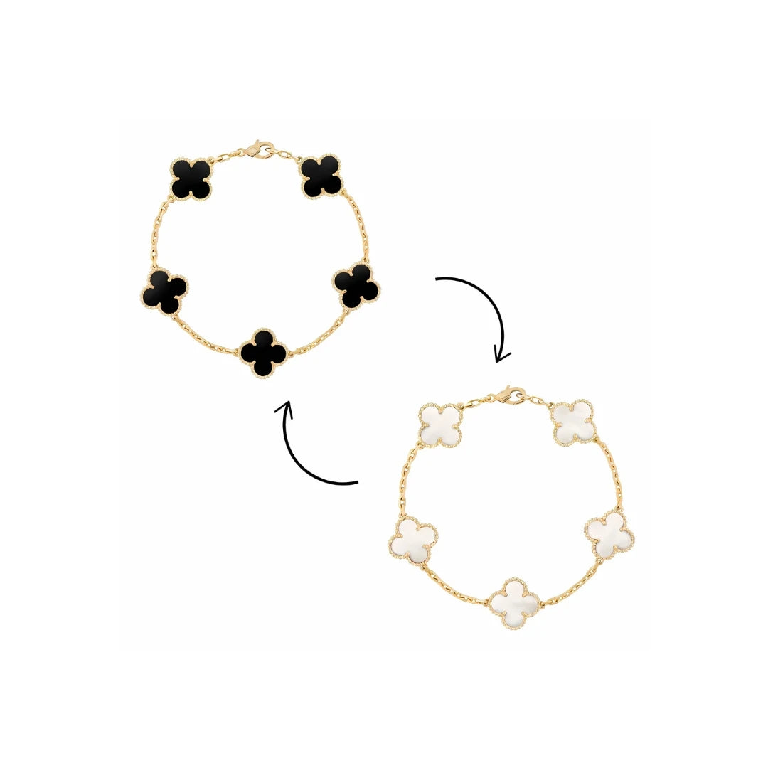 Reversible Black-White clover bracelet