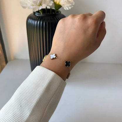 Reversible Black-White clover bracelet