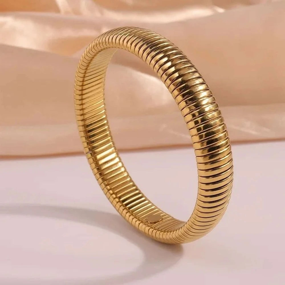 Serpentine Flex Gold Bangle - 18K Gold Plated