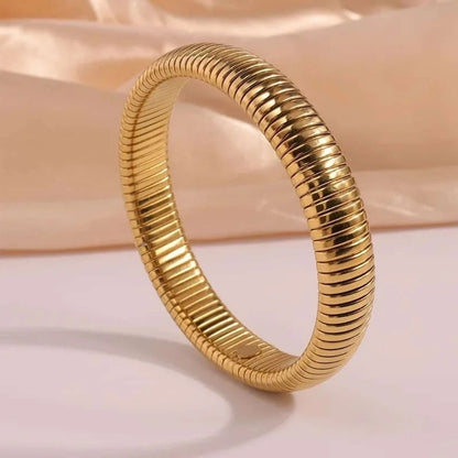 Serpentine Flex Gold Bangle - 18K Gold Plated