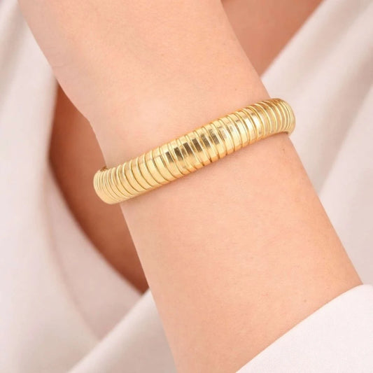 Serpentine Flex Gold Bangle - 18K Gold Plated