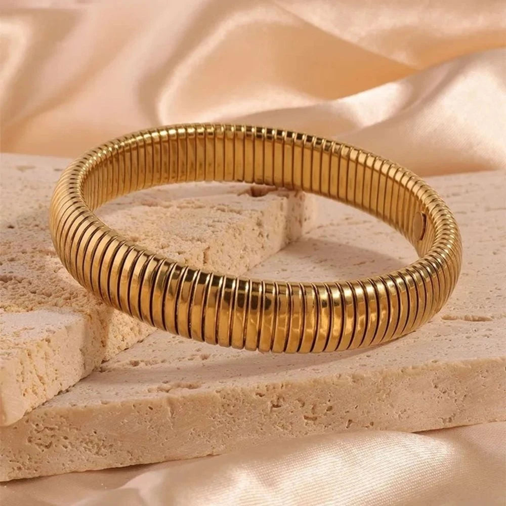 Serpentine Flex Gold Bangle - 18K Gold Plated