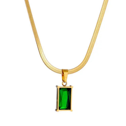 Snake Chain Necklace with Green stone Emerald