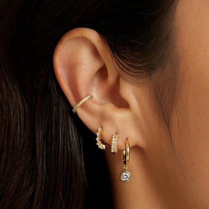 Solitaire Sparkle Hoops - 18k Gold Plated Anti Tarnish