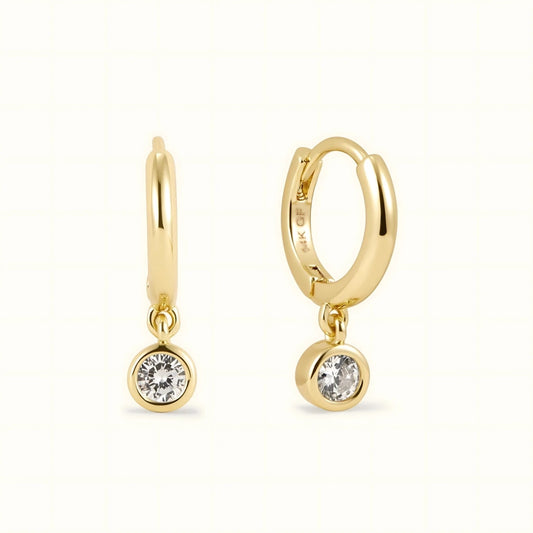 Solitaire Sparkle Hoops - 18k Gold Plated Anti Tarnish