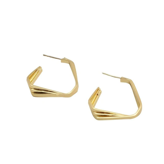 Twisted Geometric Hoop Earrings - 18K Gold Plated