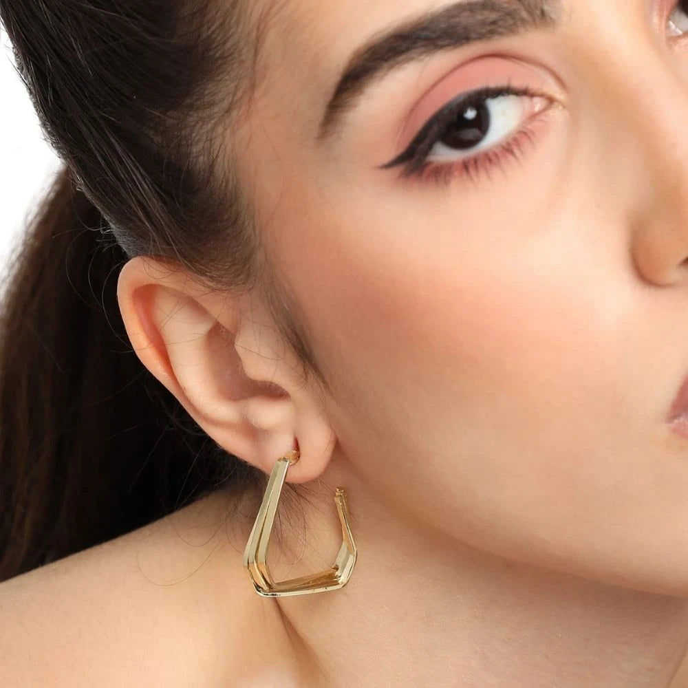 Twisted Geometric Hoop Earrings - 18K Gold Plated