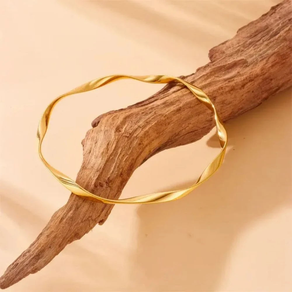 Twisted Harmony Bangle - 18K Gold Plated