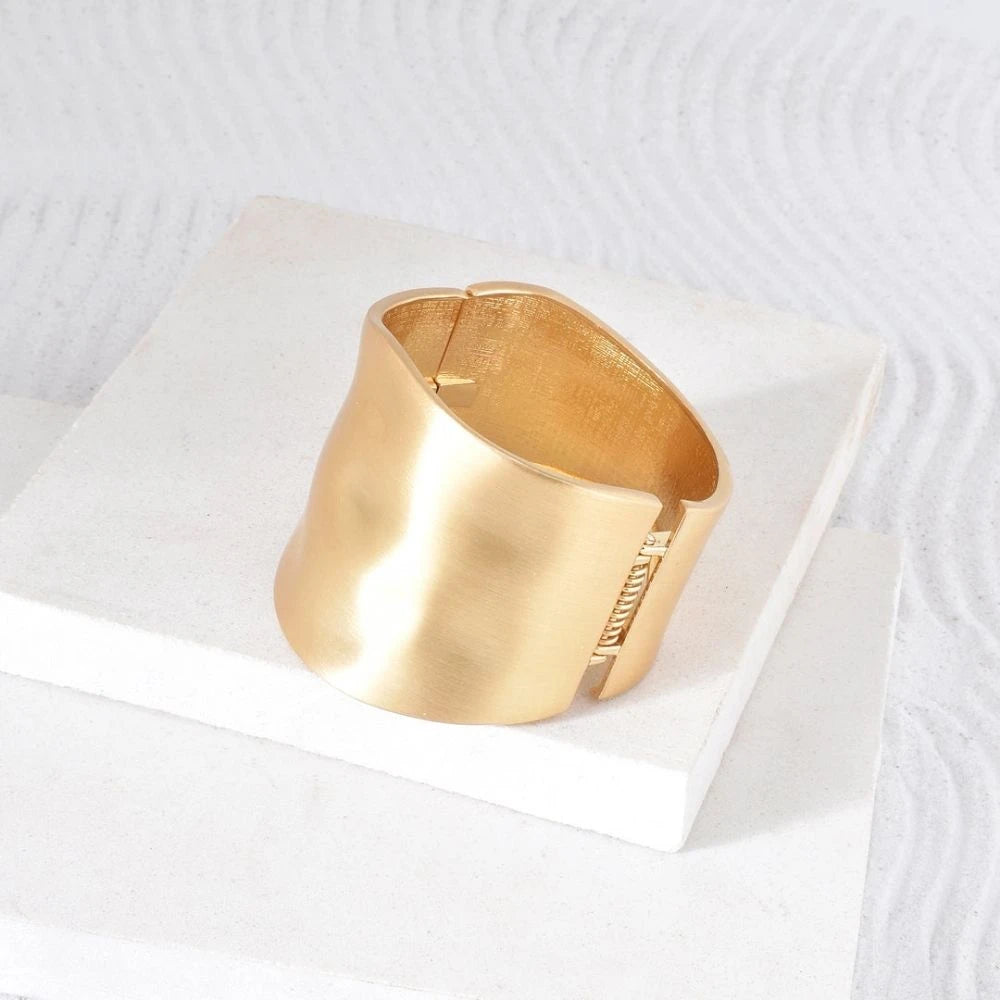 Wave Cuff Gold Bracelet - 18K Gold Plated