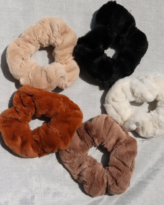 Dark Brown Fur Scrunchie (1 pc)