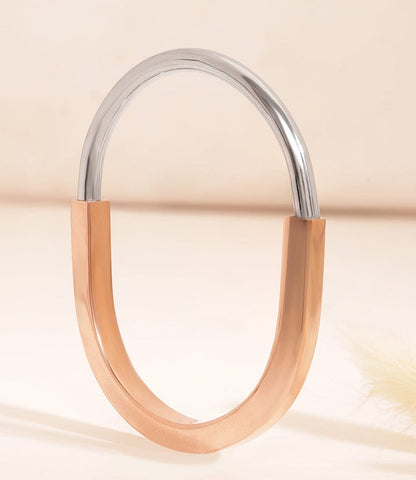 Anti-Tarnish Dual-Toned Rose Gold Oval Lock Bracelet