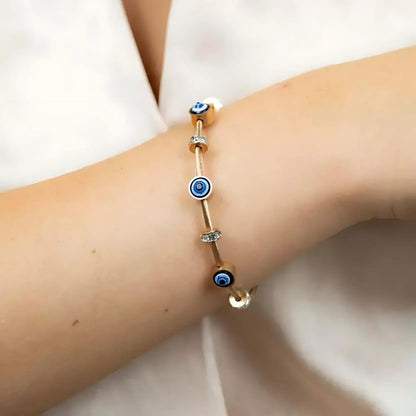 Sleek Evil Eye Bracelet Combo Pack of 3 - Choose Your Variation (Gold, Silver & Rose Gold)