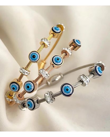 Evil Eye Sleek Anti Tarnish Magnetic Kada Bracelet