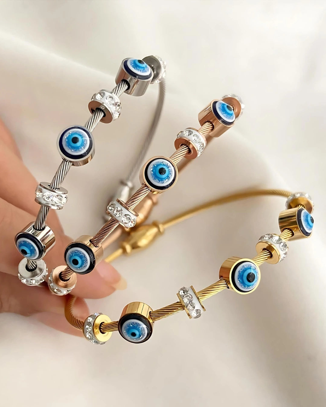 Evil Eye Sleek Anti Tarnish Magnetic Kada Bracelet