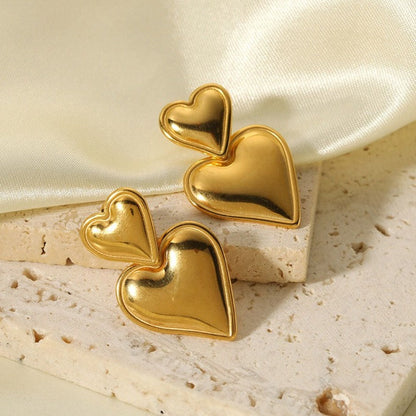 Chunky Double Heart Earrings