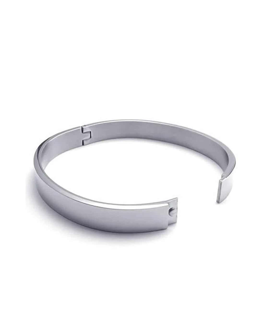 Plain Steel Men Oval Kada Bracelet (Black/Silver)