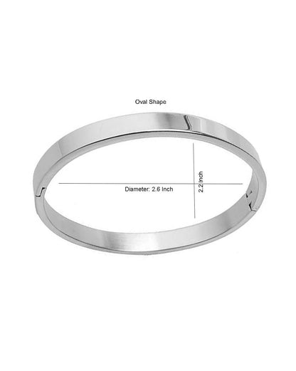 Plain Steel Men Oval Kada Bracelet (Black/Silver)