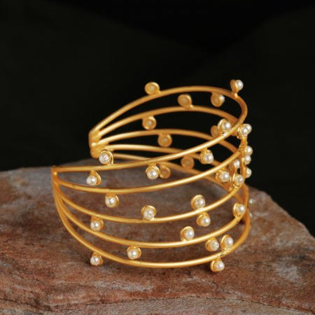 Pearl Embellished Multi Layer Cuff Bracelet